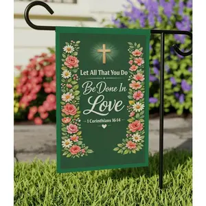 1 Corinthians 16:14 Scripture Garden Flag | Be Done In Love Yard Art