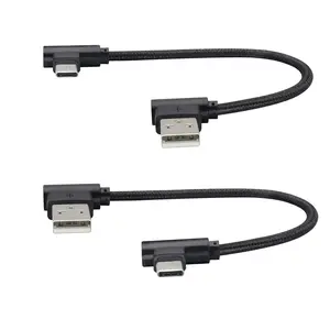 Double Elbow Type C  Right Angle Nylon Braided USB 2.0A to USB C  Type C 90?to USB A 90?Left Elbow    Compatible with USB C Port Device [2Pack/0.6ft]