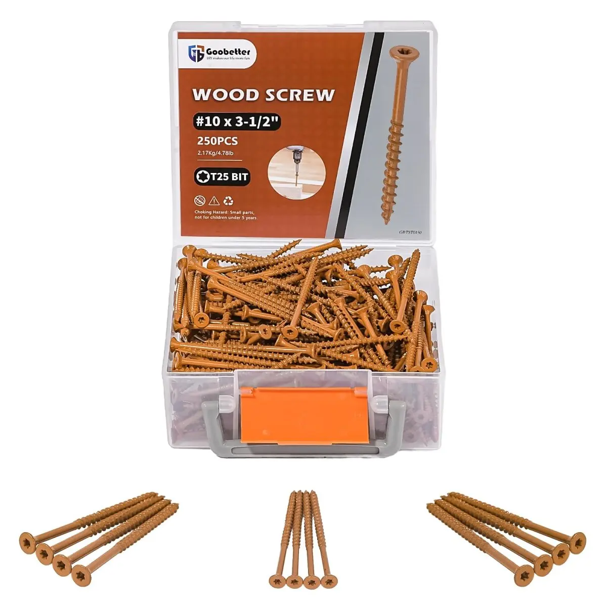 Deck Screws Wood Screws Torx Screws Construction Fence Screws Deckmate Exterior Screws for Wood, Rust Resistant, T25 Star Bits Included, Brown
