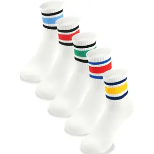 ST-10 Kids Crew Socks 5 Pack For Boys Athletic Cotton Seamless Toe for 2-4, 4-6,6-8,8-10,10-12,12-14 Years Old Colorful