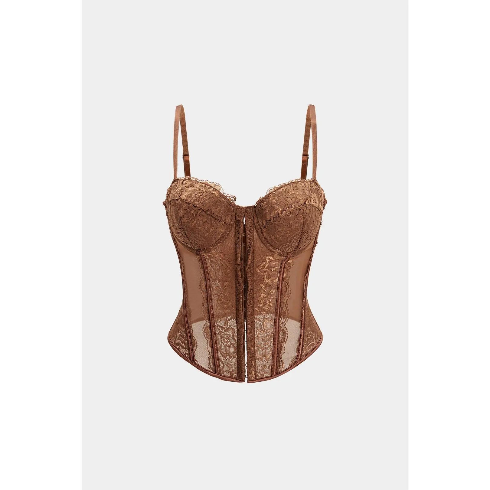 Jacquard Patchwork Lace Trim Corset Cami Top