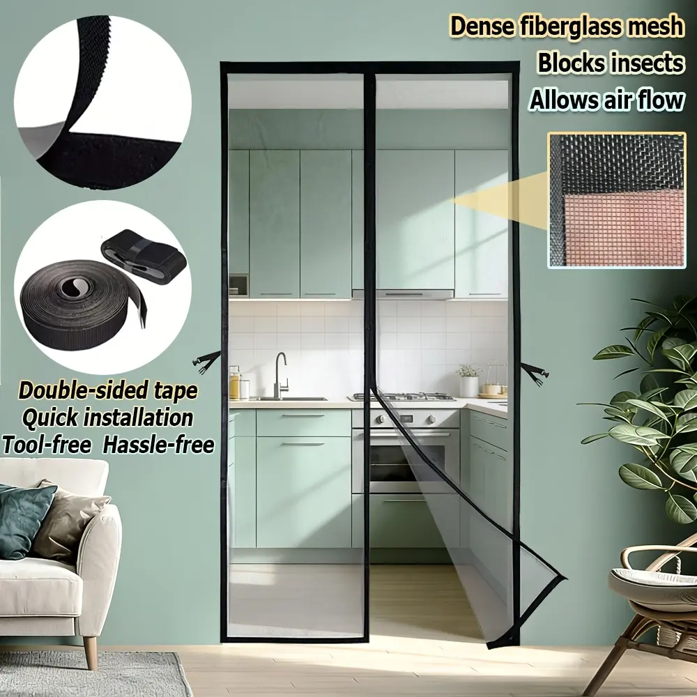 Magnetic suction yarn door curtain is suitable for non perforated installation of doors and windows, Screen Door Mesh, Screen Door For Sliding Glass Door