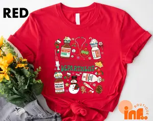 Comfort Colors Emergency Department Christmas T-Shirt Er Christmas Crew Shirt Soft 100% Cotton Festive Design For Nurses ER Gifts