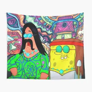 Hippie Spongebob Tapestry for Bedroom, College Dorm and Home Decor 60"x40", Funny Meme Wall Tapestries for Boy Girl Birthday Gifts Cotton Lightweight