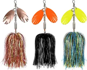 Fishing Spinner  3 count, Musky Bucktail Spinnerbait with Double  for Pike, Bass, and Trout,Multiple Color Fishing Lures for Freshwater Saltwater