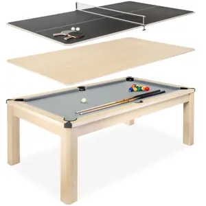 GoSports 7 ft 3 in 1 Pool, Dining, & Table Tennis Combo Table - Convertible Top Game Table with Billiards and Table Tennis Accessories
