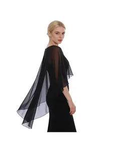 Women's chiffon pullover shawl with extended cape design for outdoor sun protection and versatile arm covering