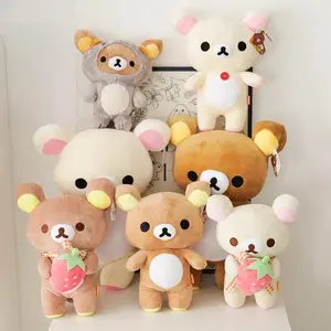 White Strawberry Rilakkuma Plush collection Teddy Bear Peluche Anime Bear Kuma Plushies Stuffed Doll Kawaii Room Decor Girl Gift