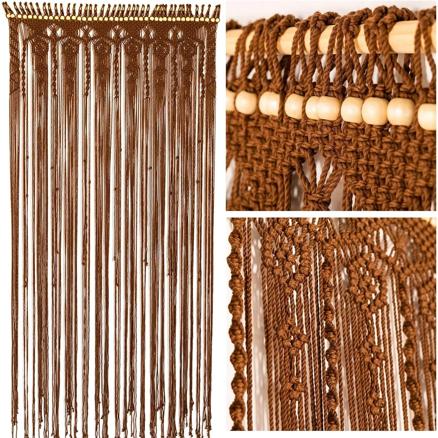 Macrame Curtains Boho, Beaded Curtains For Doorways, Macrame Wall Hanging, Bead Doorway Curtain, Boho Backdrop, Hanging Beads For Doorways, Beaded Doorway Curtain L77" X W35",