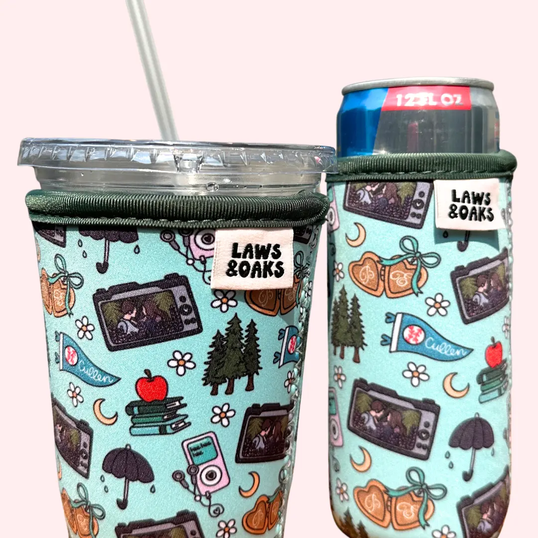 Hoa Hoa Hoa Drink Sleeve: Twilight Inspired 16-32oz Coffee Sleeve, 12oz Slim Energy Drink Koozie