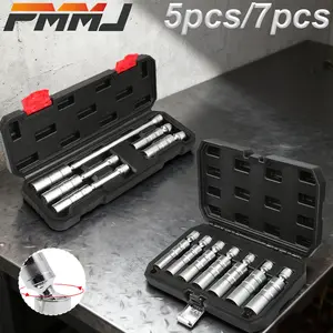PMMJ 3/8in Drive Magnetic Swivel Spark Plug Socket,12 Point Design,9.5mm Universal Joint,Spark Plug Removal Tool,Car Motorcycle Universal Repair Socket,Flexible Engine Spark Plug Socket,auto engine repair tool, spark plug installation removal tool
