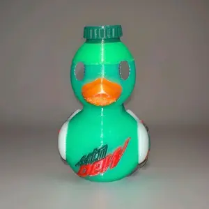 3D Printed Mountain Dew Themed Collectible Duck Figurine - 2 Sips Taken Detail, Decor Ornament for Entertainment Displays