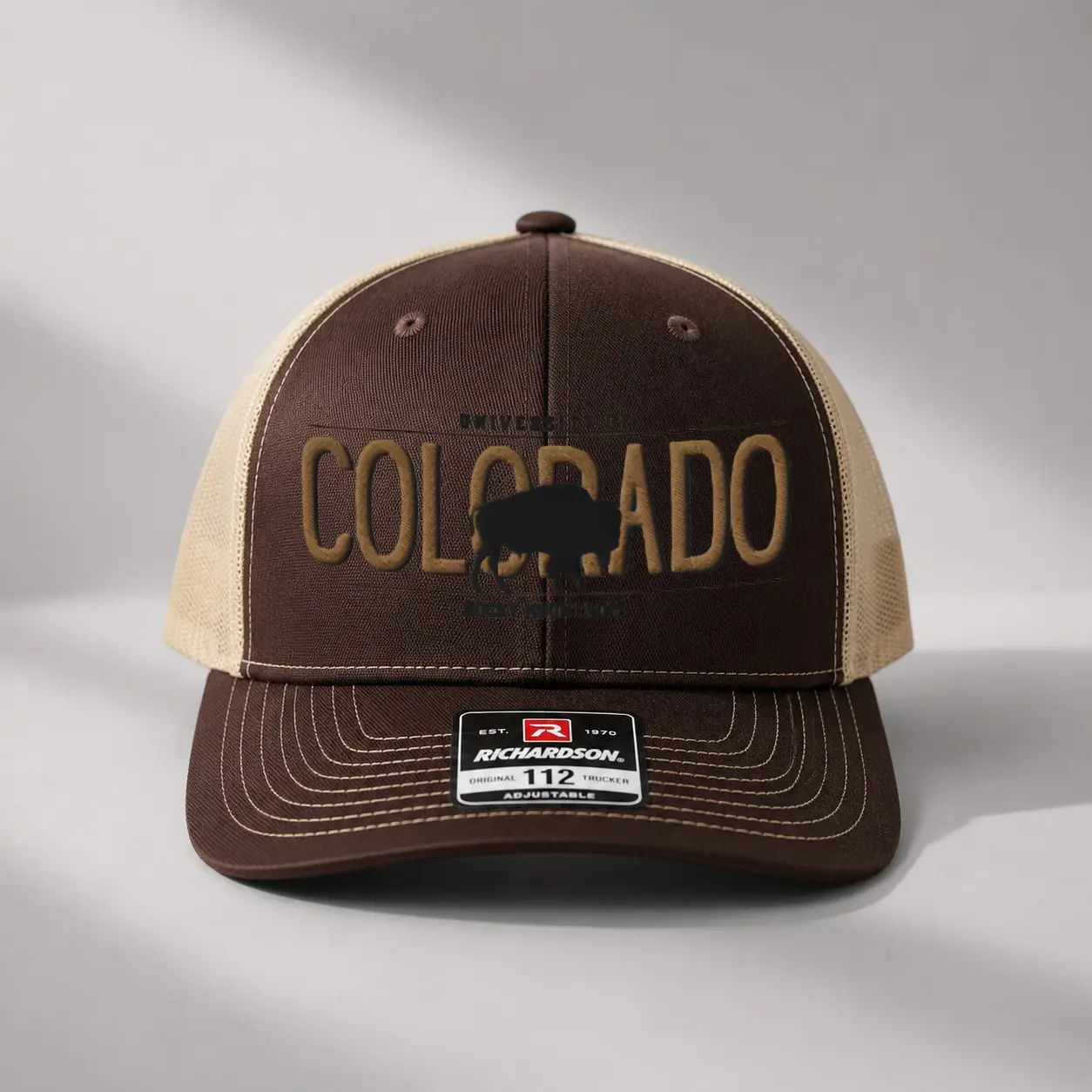 Colorado Buffalo Embroidered Trucker Hat - Rocky Mountains Graphic, Adjustable Mesh Back, Curved Brim Outdoor Cap for Men, Women (Sports Collectibles Headwear)