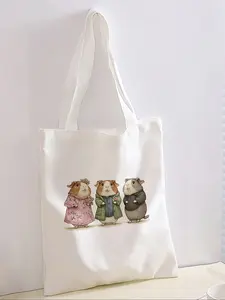 Guinea Pig Pattern Casual Storage Bag, Night Scene Design, Fashionable & Trendy, Perfect for Daily Shopping, Office Use, Various Occasions, Fashionable Patterned Bag, Casual Commuter Bag, Office Work Bag