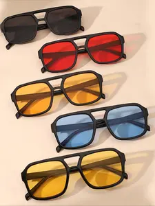 Unisex Simple Style Tinted Lens Glasses, Trendy Casual Glasses for Everyday Use, Fashion Accessories for Outdoor Activities, Aviator Shades