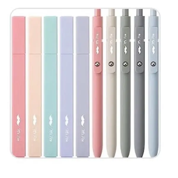 Mr. Pen- Aesthetic Highlighters and Gel Pens No Bleed, 10 Pack, Morandi Color Bible Highlighters No Bleed, Black Ink Bible Pens, Highlighter Pens, No Bleed Highlighters for Bibles, Bible Pens