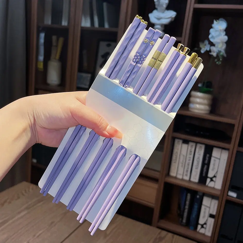 5 Pairs Non-Slip Japanese Korean Chopsticks, Sushi Chopsticks Set, Reusable Dining Utensils, Elegant Tableware Collection, Cutlery, Kitchenware