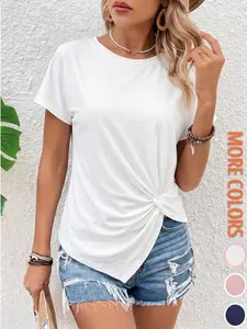 【Graduation Season】Women's Summer Casual Pure Color T-Shirt, Comfortable Skin-Friendly Fabric, Ideal for Parties and Entertainment Events