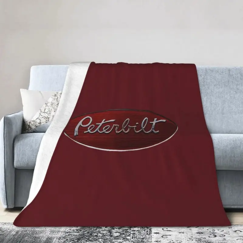 Peterbilt Throw Blanket for Bed,Soft Collage Blanket for Bedroom,Cute Blanket Funny Room Decor Flannel Blankets for Bed SofaThanksgiving Father's Day