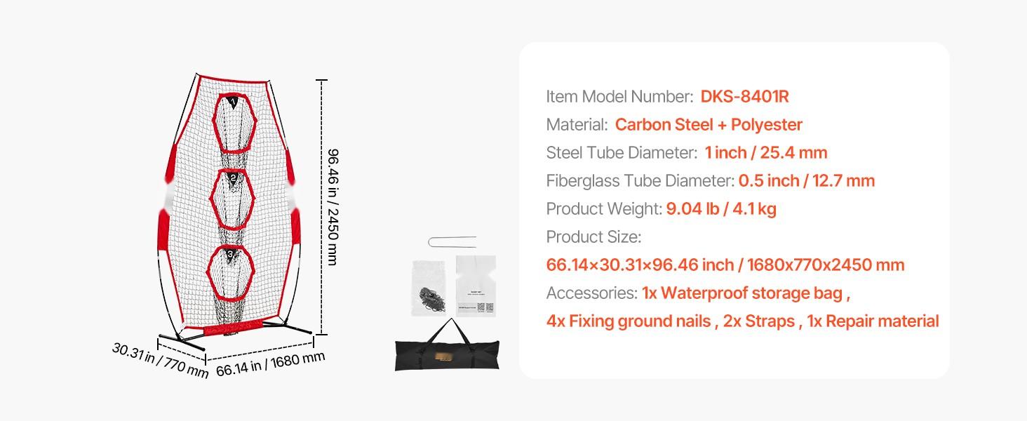 Football Throwing Net 8 x 4 Inch for Training and Target Practice, 5 Pocket Design, Knotless Mesh, Durable Straps, Portable Carry Case, Backyard and Indoor or Outdoor QB Training, Red