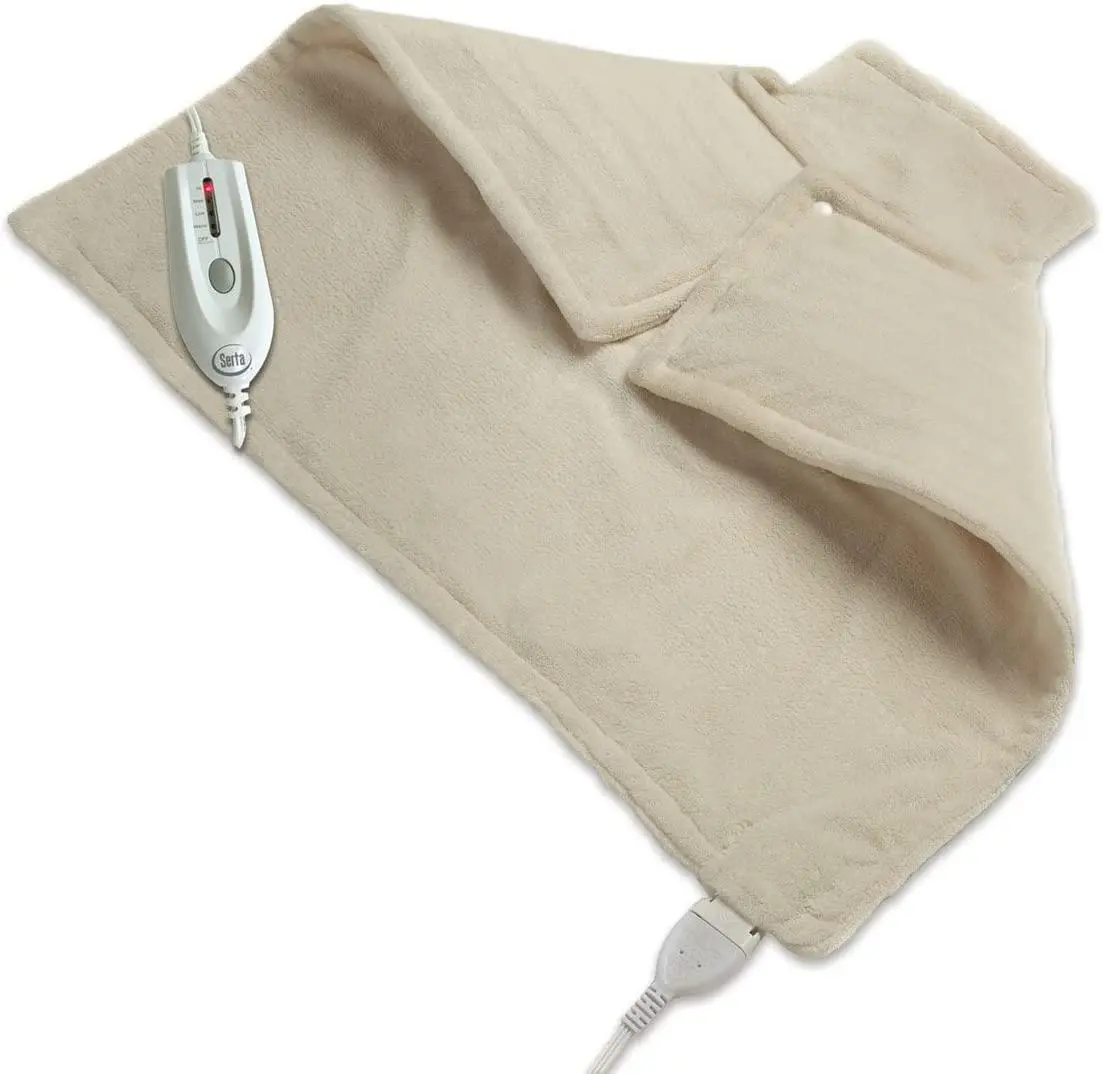 Wellrest | Therapeutic Neck and Back Warmer 4-Heat Settings With Auto Shut Off, Machine Washable, Natural