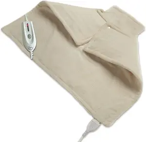 Wellrest | Therapeutic Neck and Back Warmer 4-Heat Settings With Auto Shut Off, Machine Washable, Natural