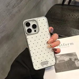 Full Polka Dots Design iPhone Case for 17 Pro Max 16 15 14 13 |   Silver Plated Edge Epoxy Shockproof Cover