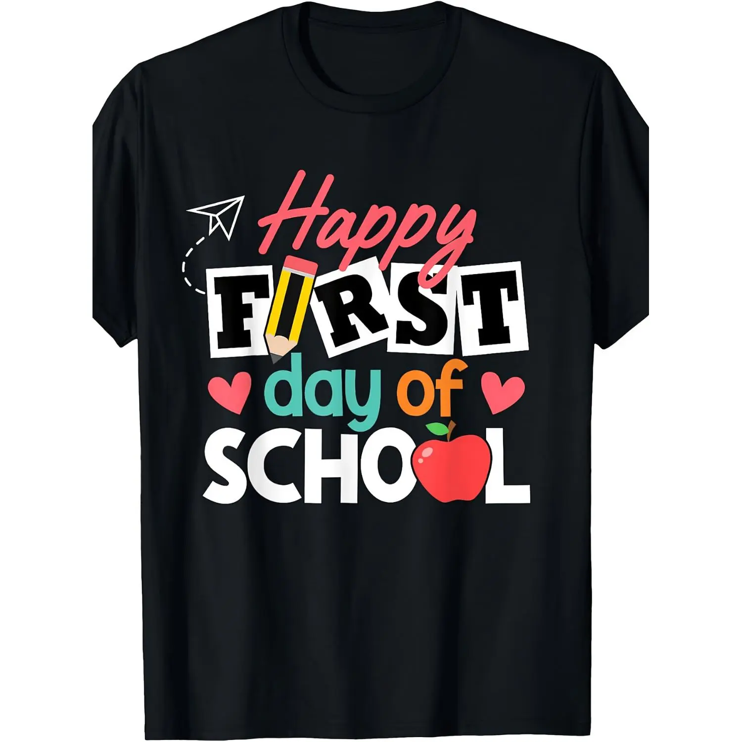 Happy First Day of School T-Shirt Back to School Kids T-Shirt, Happy First Day of School Graphic Tee, Back to School Printed Top, Casual Trendy Streetwear Shirt for Boys & Girls