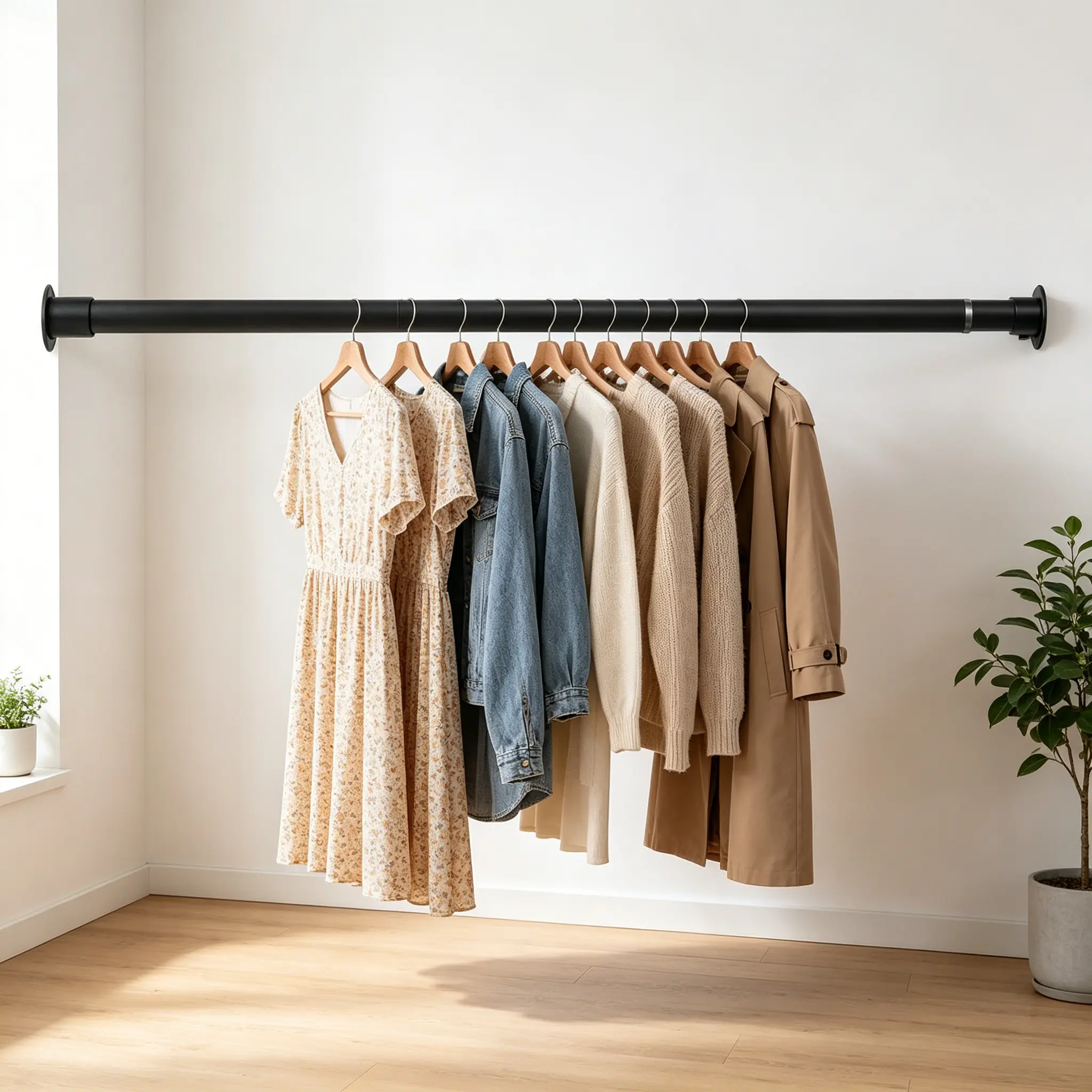 Extendable Clothes Hanging Rod, Wardrobe Closet Rod, Curtain Rod, Shower Curtain Rod for Bathroom