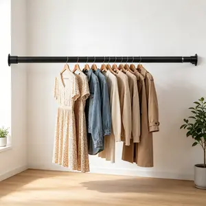 Extendable Clothes Hanging Rod, Wardrobe Closet Rod, Curtain Rod, Shower Curtain Rod for Bathroom