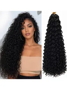 4 Packs Curly Crochet Hair, Beach Curl Water Wave, Deep Wave Wavy Braid, Curly Crochet Hair for Women, 18 Inch