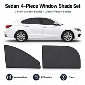 Sedan Car Side Window Magnetic Sunshade 4 Pieces | High Elastic Mesh Sun Protection Curtain, Anti Mosquito Privacy Shield For Daily Drive & Road Trip