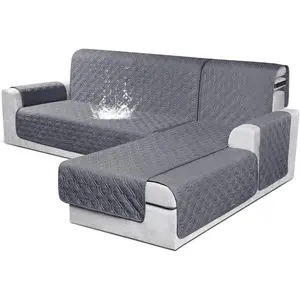 Sectional Couch Covers 100% Waterproof L Sofa Slipcover 3pcs Reversible Chaise Cover for Sectional Sofa Furniture Protector Cover for Pets Dog Cat(Small, Dark Gray)