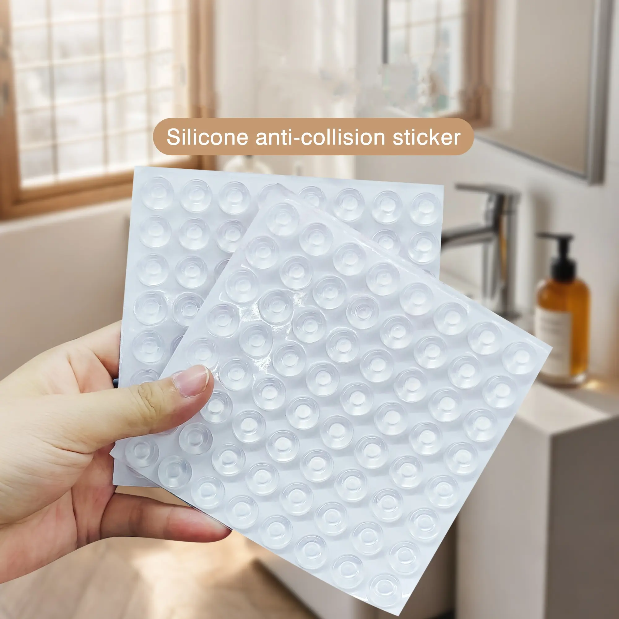 128 Counts Invisible Silicone Door Bumpers Adhesive Quiet Pads for Cabinets and Drawers