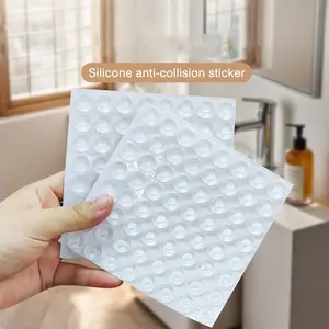 128 Counts Invisible Silicone Door Bumpers Adhesive Quiet Pads for Cabinets and Drawers