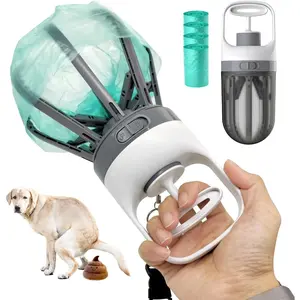 Pooper Scooper for Dogs, [No Warm Poo in Hand] Portable 2 in 1 Dog Waste Pick-up Claw, 6.2'' Palm Wide Dog Poo Later Disposal Container for Small Medium Large Dogs with 75count Bag Attachment-Z
