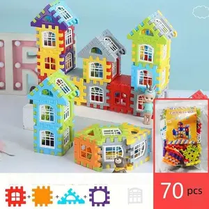 Large House Building Blocks Toy, Plastic Intelligence Puzzle House, Big Grains Assembly Toy for Ages 3-6, Diy Model Kit