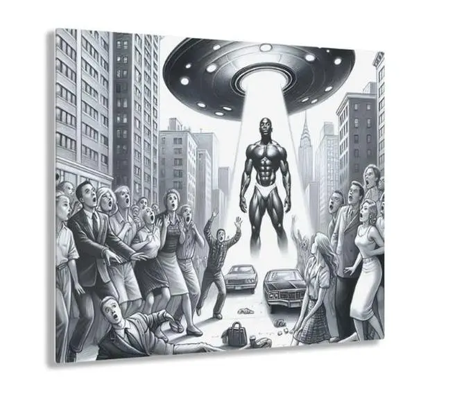 Acrylic Prints of a Black Alien from Space, Acrylic Prints, UFO Prints
