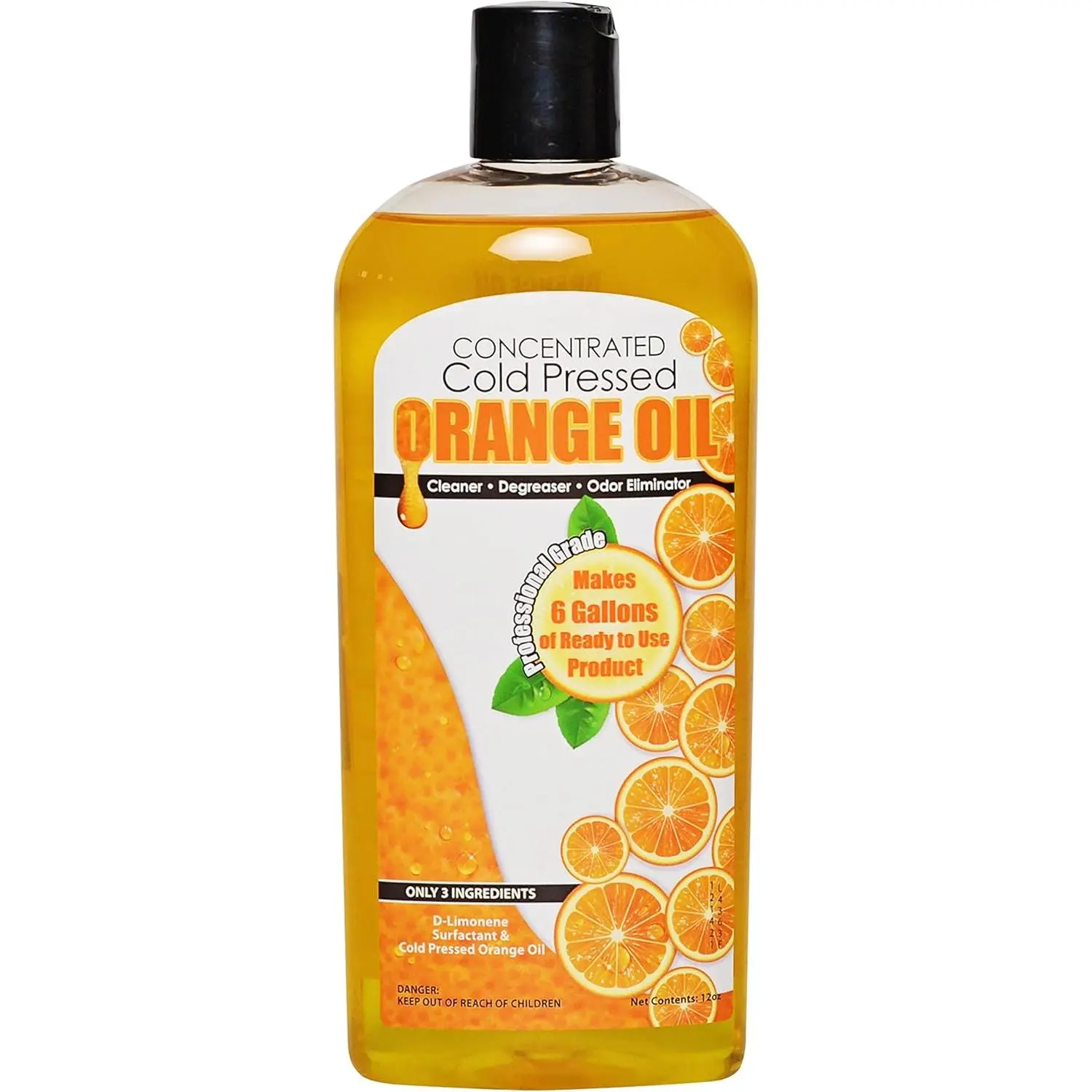 Cold Pressed Orange Oil Concentrate |12-ounce Professional Grade -Purpose Citrus Cleaner, Degreaser & Pet Odor Eliminator Blend | Dilutes to 6 Gallons of Finished Product |  and Outdoor Use