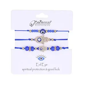 Blue Evil Eye Bracelet 3 Pcs Set