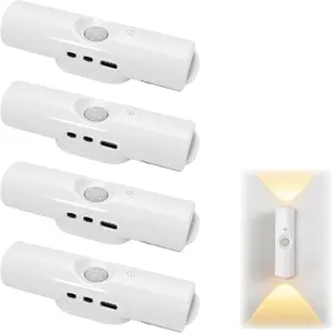 USB Rechargeable Smart LED Night Light with Motion Sensor, RGB Gradient Dimmable Wall Lamp for Indoor Ambient Lighting, Magnetic Step Lamp for Bedroom, Entryway, Hallway, Desk or Stairs – 4PCS Convenient Room Decor Lampu with Easy Charging