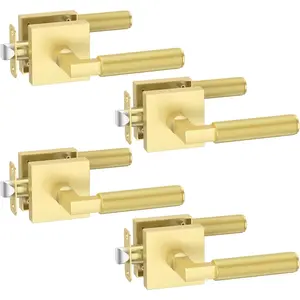4 Pack  Passage Door Handles, Knurled Door Levers Interior  Door Lever Bathroom Door Knobs Heavy Duty Square Door Lock