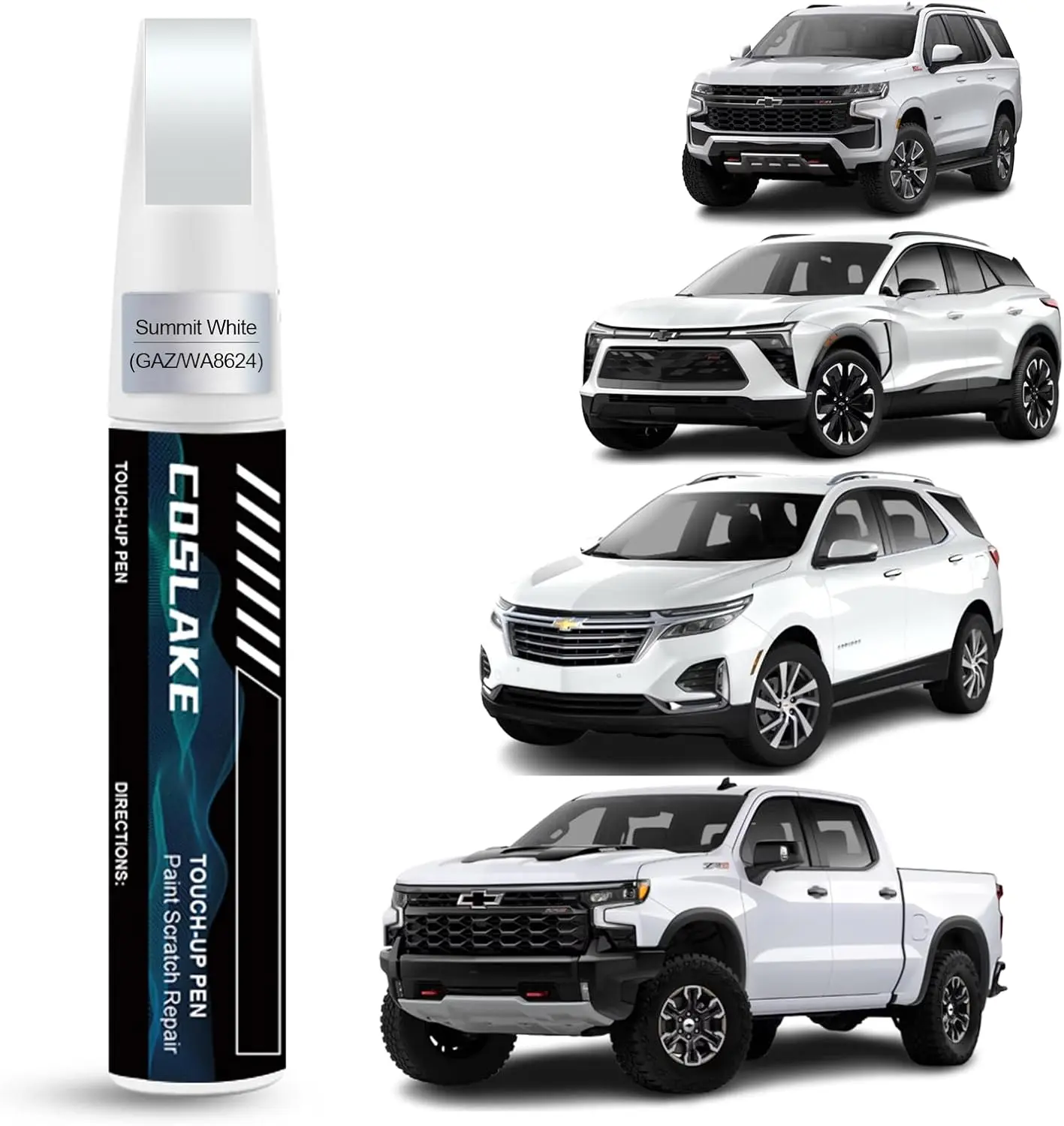 Car Touch Up Paint(Summit White(GAZ/WA)) for Chevrolet, Car Paint Scratch Repair Kit, Quick & Easy Solution to Repair,  in  Scratch Remover Pen with ColorMatched