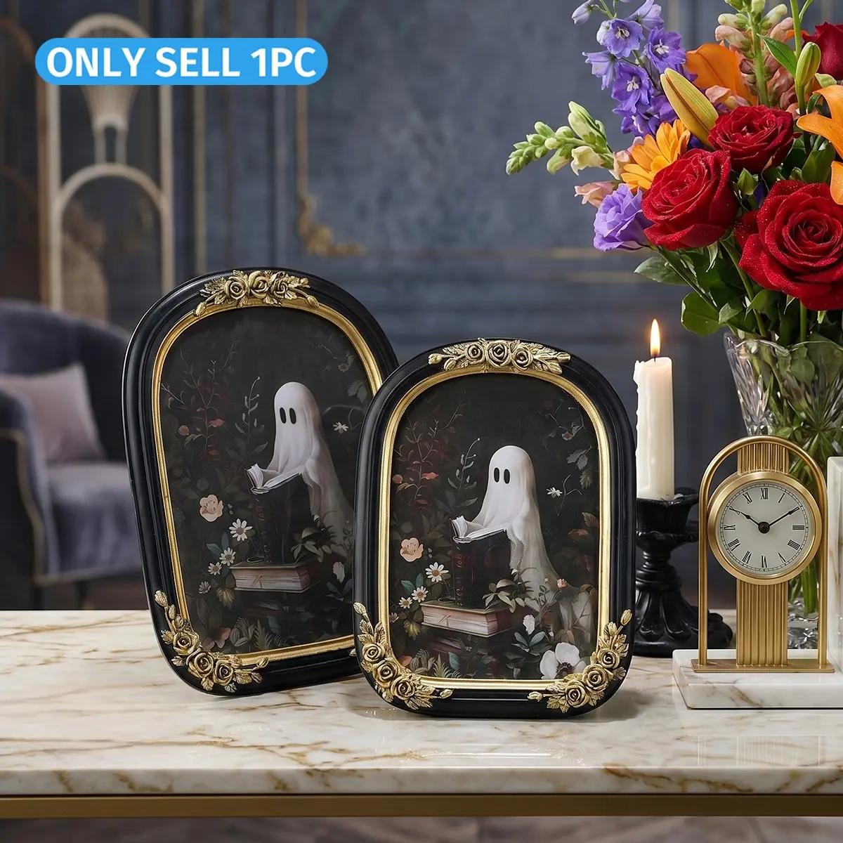 1pc Vintage Baroque-Style 3D Floral Pattern Photo Frame, Floral Picture Frame, Resin Decorative Frame for Home Wall Decor, Versatile Portrait and Landscape Display