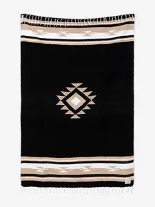 Black Baja Mexican Blanket