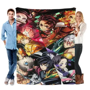 Demon Slayer Character Collage Blanket: Vibrant Anime Group Graphic, Soft Plush Texture & Fan-Exclusive Design for Demon Slayer EnthusiastsChristmas gift