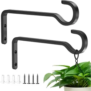 6 Inch 2 Pack Heavy Duty Outdoor Plant Hangers for Hanging Baskets, Iron Plant Brackets for Hanging Plants Outside, Metal Plant Hooks Plant Wall Hooks for Hanging Lantern, Bird Feeder