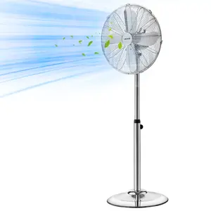 VEVOR 16-Inch High Velocity Pedestal Fan, 1450 CFM Industrial Standing Floor Fan with Handle, 75 °   Oscillating, 3-Speed Adjustable Height, Metal Made for Commercial, Garage, Workshop, Home, Silver