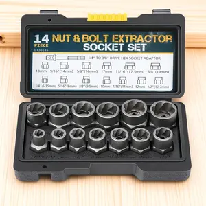 High-Impact 14-Piece Bolt Extractor Set, Screw Bolt Remover, Stripped Screw Removal Tools, Anti-Slip Design, Magnetic Toolbox, Ideal for Automotive Rusted Screw Repair, Professional Thread Restoration Kit, Durable Extraction Tools for DIY