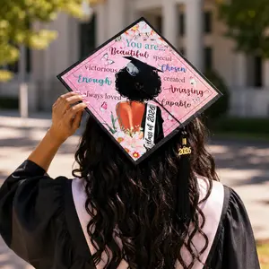 Graduation Cap Topper Class of 2026, Black Girl Grad Cap Decoration, Inspirational Senior Graduation Hat Decor, College Graduation Gift for Her